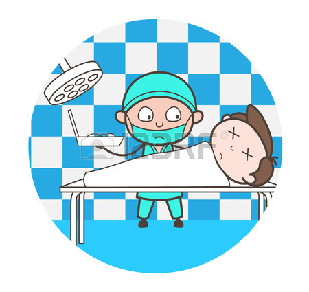 450x425 Cartoon Doctor Doing Postmortem Of Dead Body Vector Royalty Free