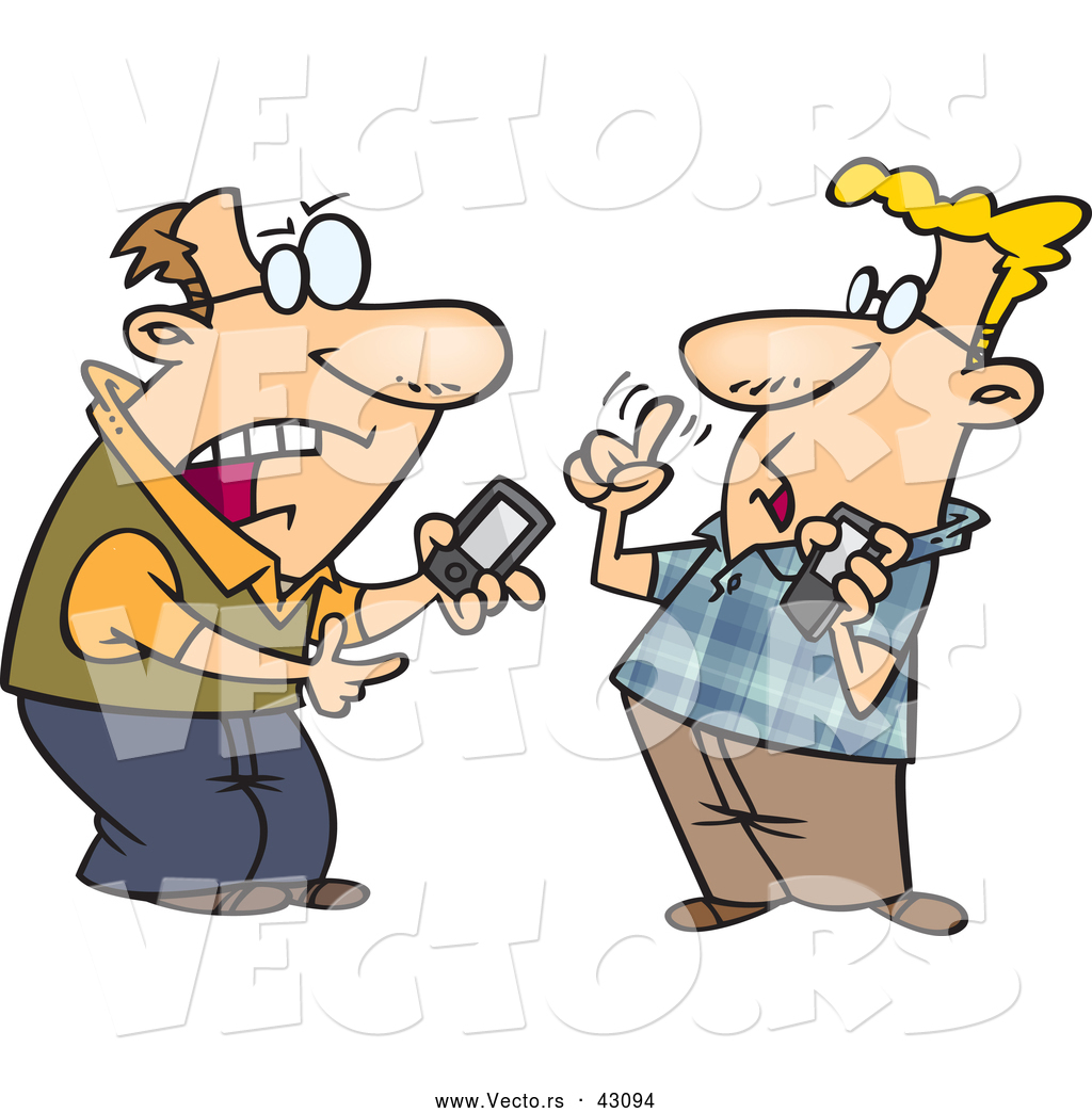 1024x1044 Vector Of Nerdy Cartoon Tech Guys Debating Over Gadgets By