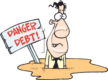 350x259 Royalty Free Clip Art Image Cartoon Of A Man Sinking In Debt