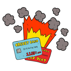 300x300 Freehand Drawn Black And White Cartoon Credit Card Debt Royalty