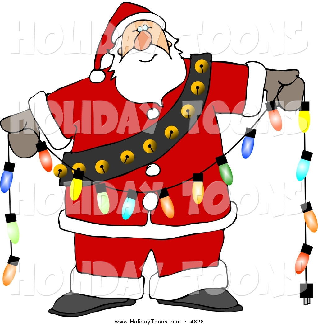1024x1044 Royalty Free Holiday Clipart Of Santa Claus Decorating