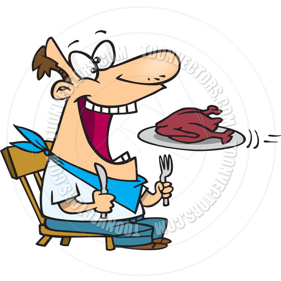 940x940 Cartoon Man Eating Turkey By Ron Leishman Toon Vectors Eps