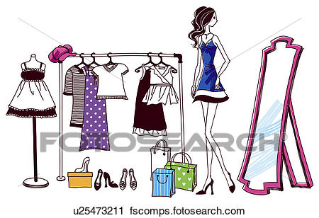 450x308 Clipart Of Woman Trying Out Clothes In Store U25473211