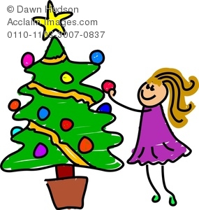 285x300 Image Of A Happy Little Girl Decorating A Christmas Tree