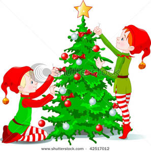 297x300 Art Image Two Cute Elves Decorating A Christmas Tree