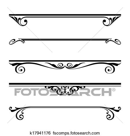450x470 Clip Art Of Decorative Elements, Border And Page Rules K17941176