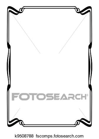 337x470 Clip Art Of Art Nouveau Black Ornamental Decorative Frame K9508788