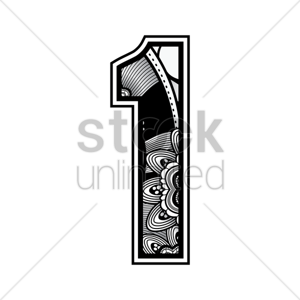 600x600 Free Decorative Number 1 Vector Image