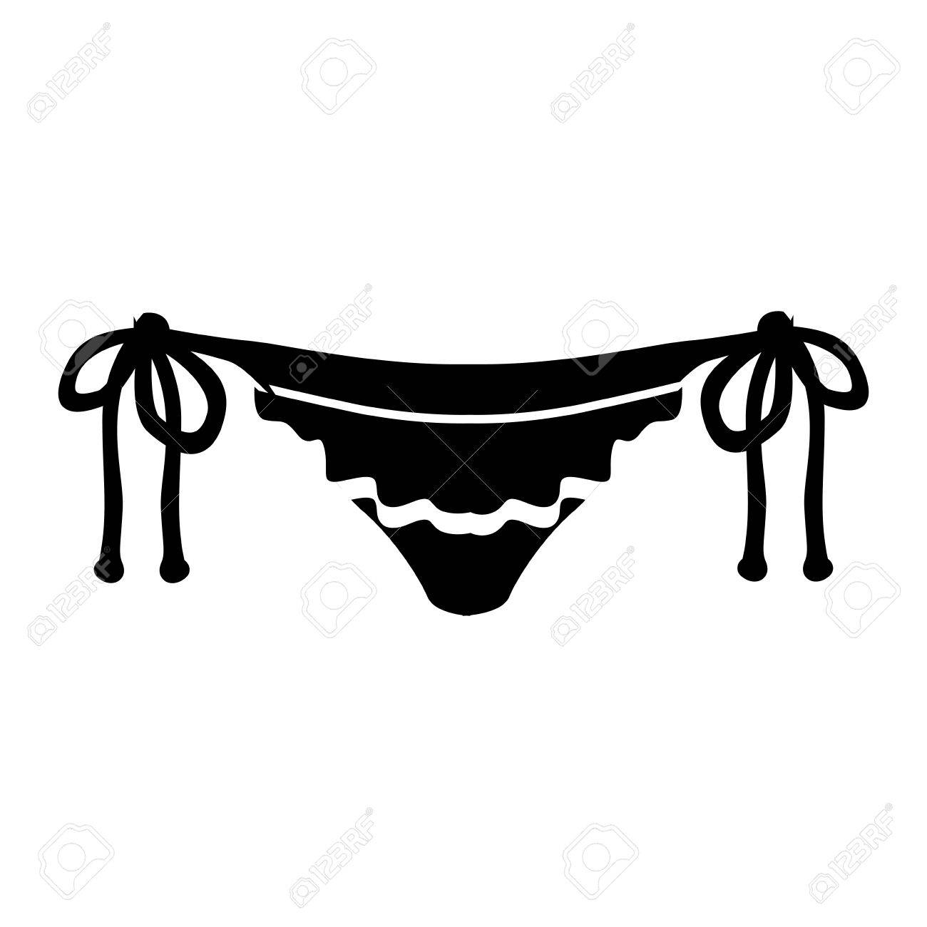 1300x1300 Monochrome Silhouette Of Female Swimsuit Thong With Decorative