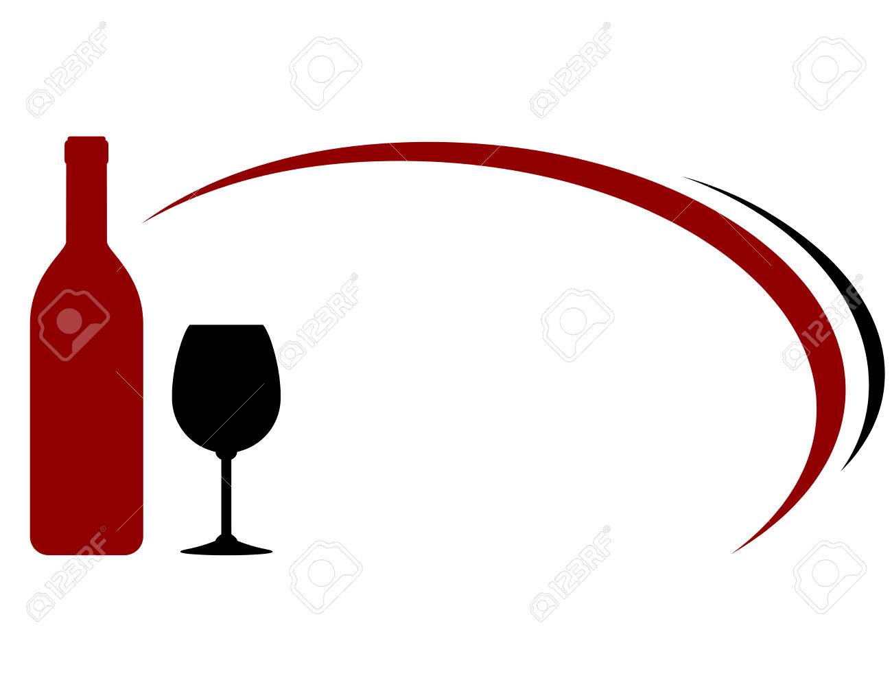 1300x1004 Background With Red Wine Bottle, Glass And Decorative Lines