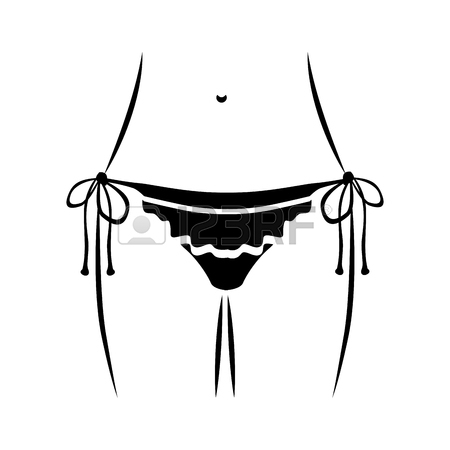 450x450 Thin Contour Of Woman In Bikini With Decorative Lines In Thong