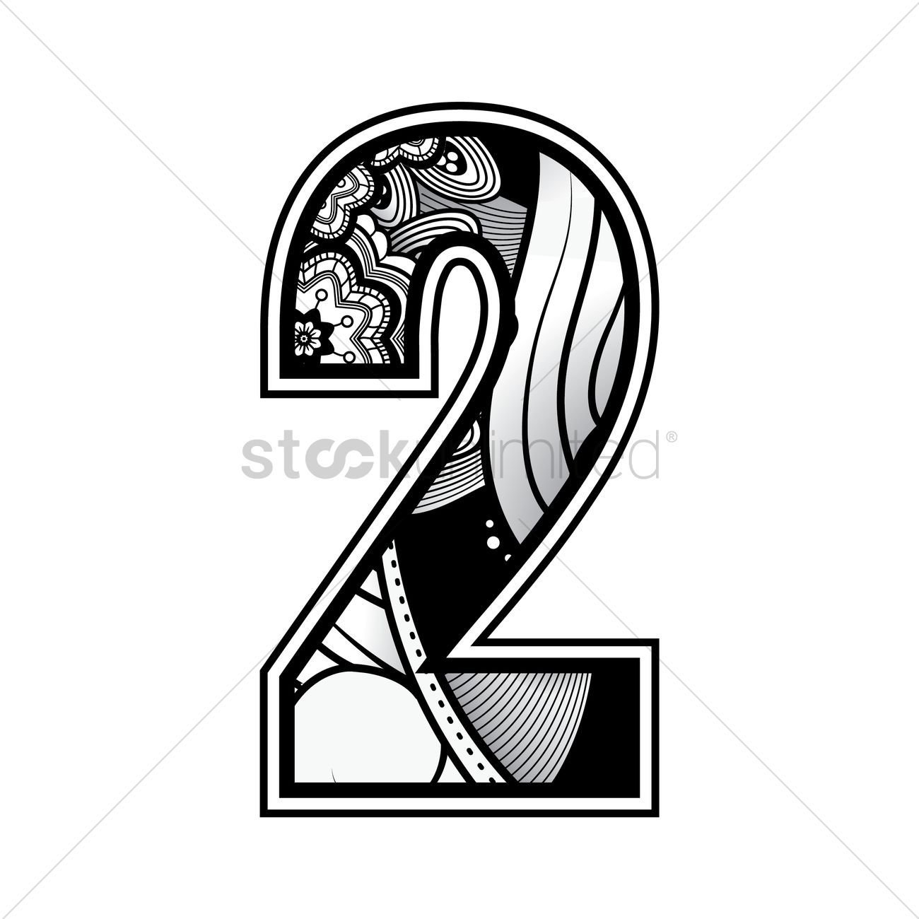 1300x1300 Free Decorative Number 2 Vector Image
