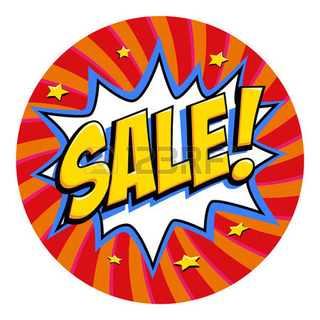 450x450 Round Shape Sale Tag. Purple Sale Web Banner. Pop Art Comic Sale
