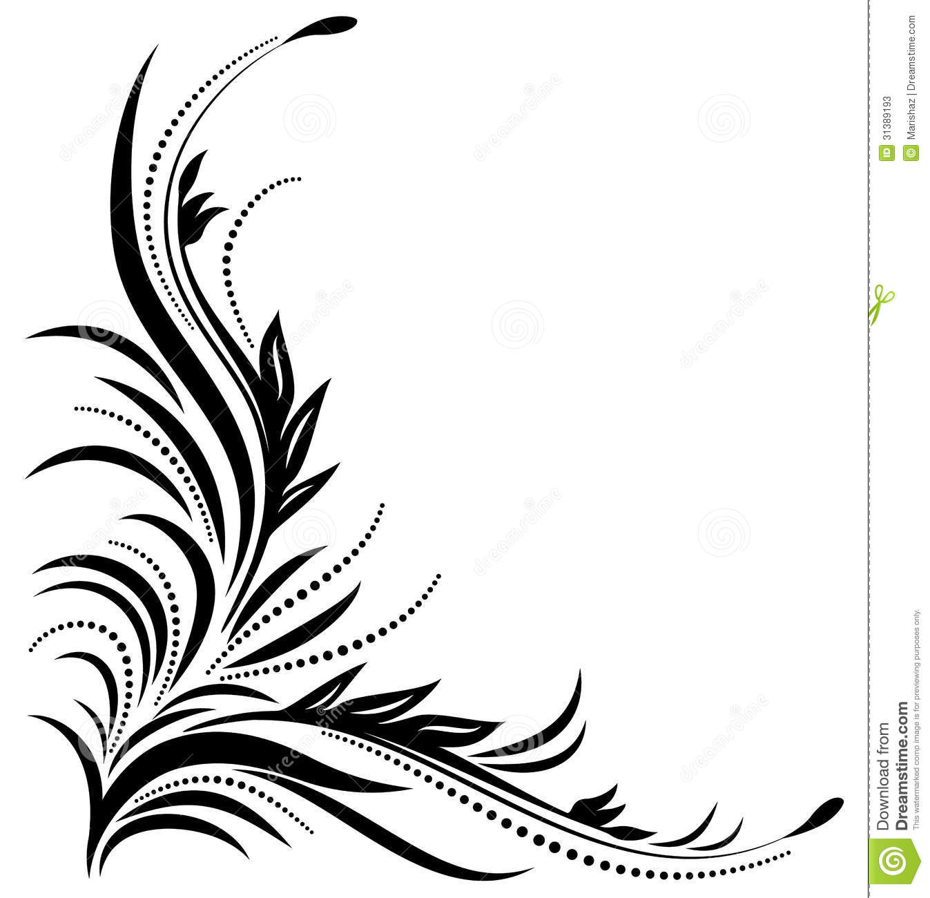 1347x1300 Decorative Corner Ornament Illustration Black Floral Patterns