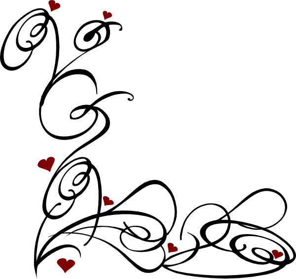 600x566 Decorative Swirl Black Burgundy Clip Art