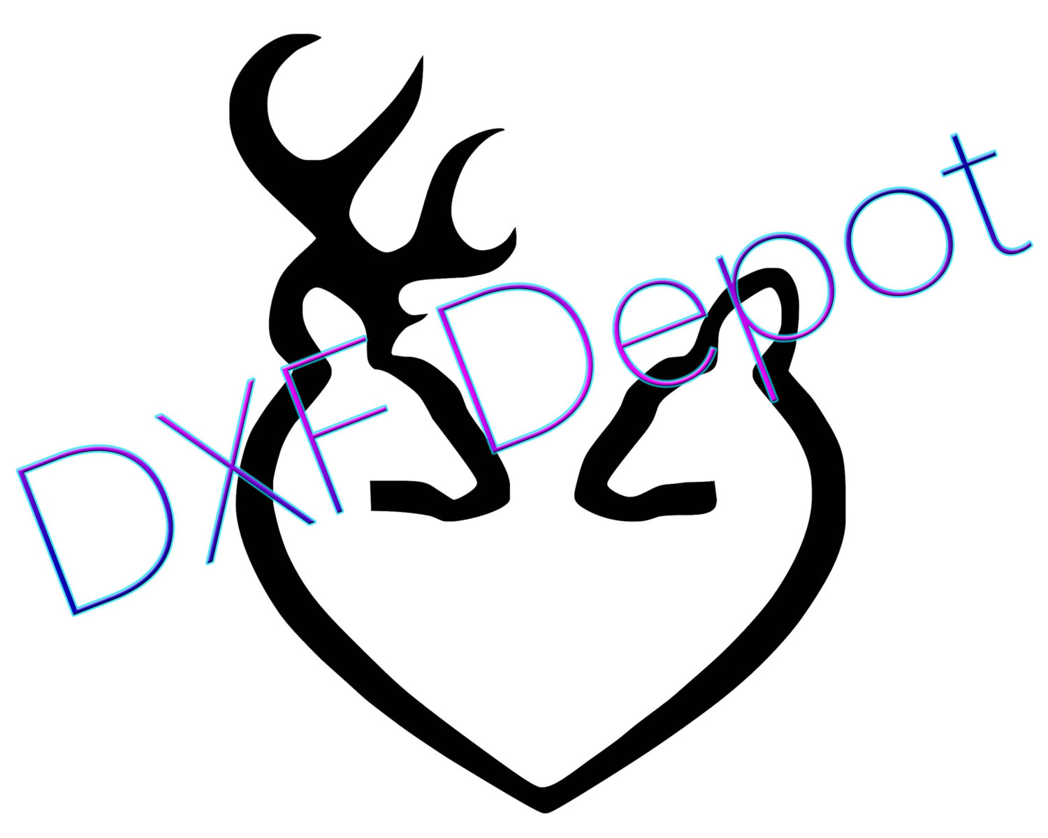 1500x1200 Deer Heart Browning Dxf Vector Art Clip Art Svg Png