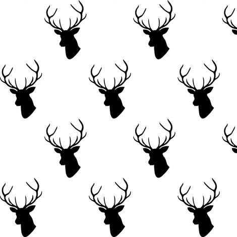 470x470 Black Amp White Deer Half Scale Fabric
