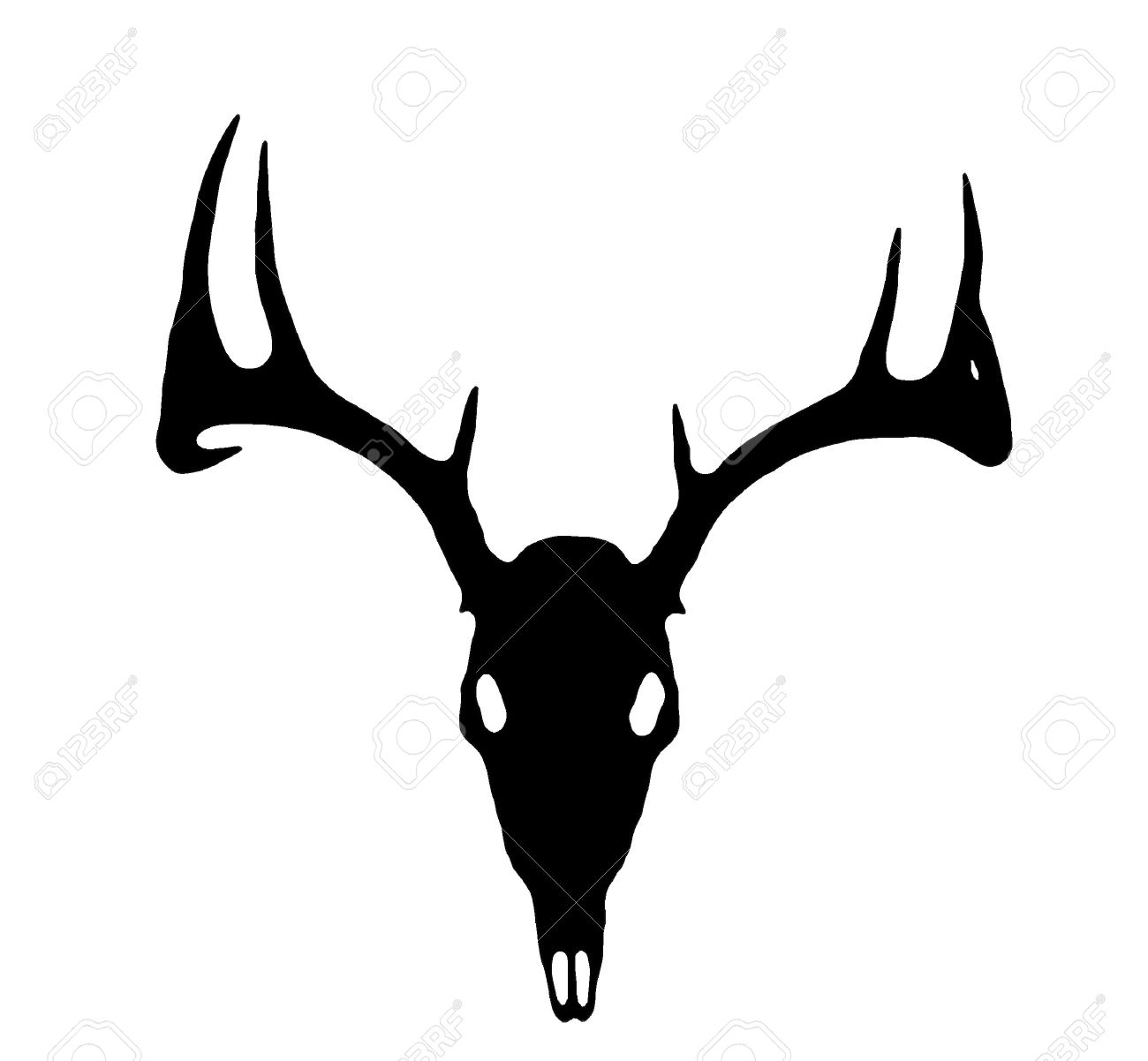 1300x1202 A European Deer Silhouette Black On White Stock Photo, Picture