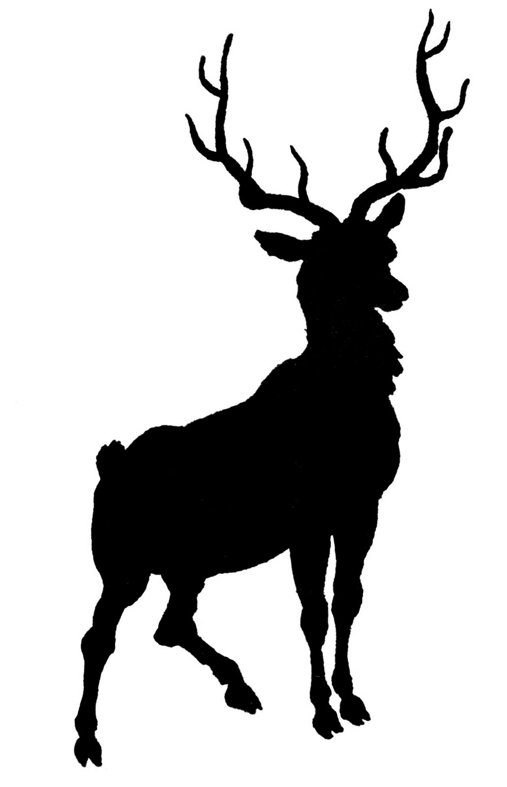 1032x1600 Vintage Clip Art Deer With Antlers Silhouette The Graphics Fairy