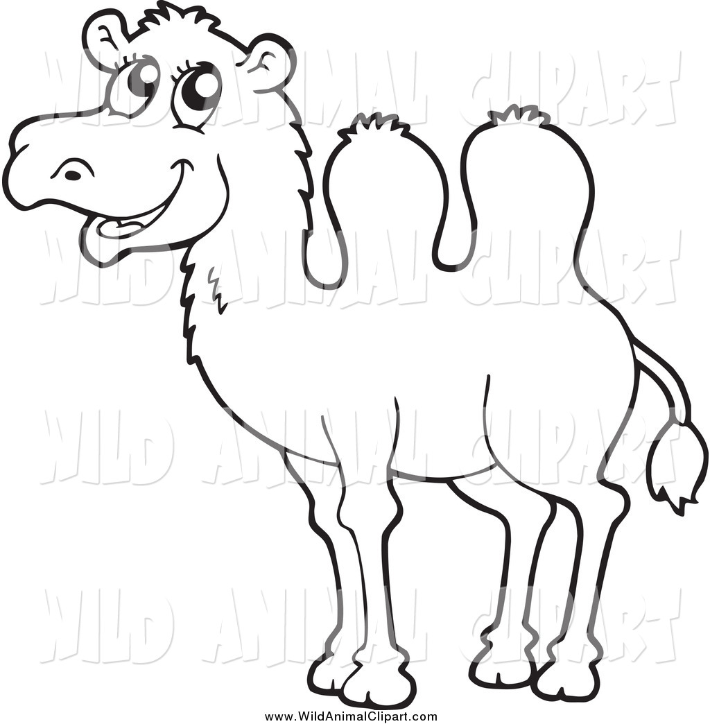 1024x1044 Clip Art Of A Black And White Happy Camel By Visekart