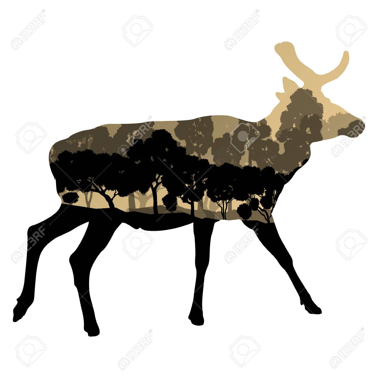 1300x1300 Deer Wild Animal Silhouette In Nature Forest Landscape Abstract