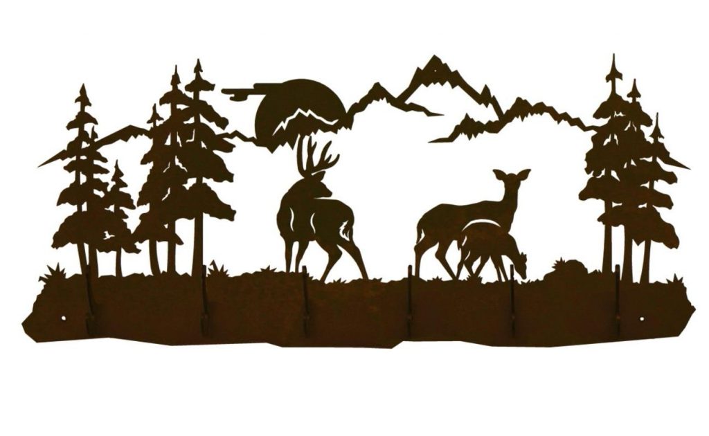 1024x630 Best Hd Deer Family Scene Six Hook Metal Wall Coat Rack Drawing