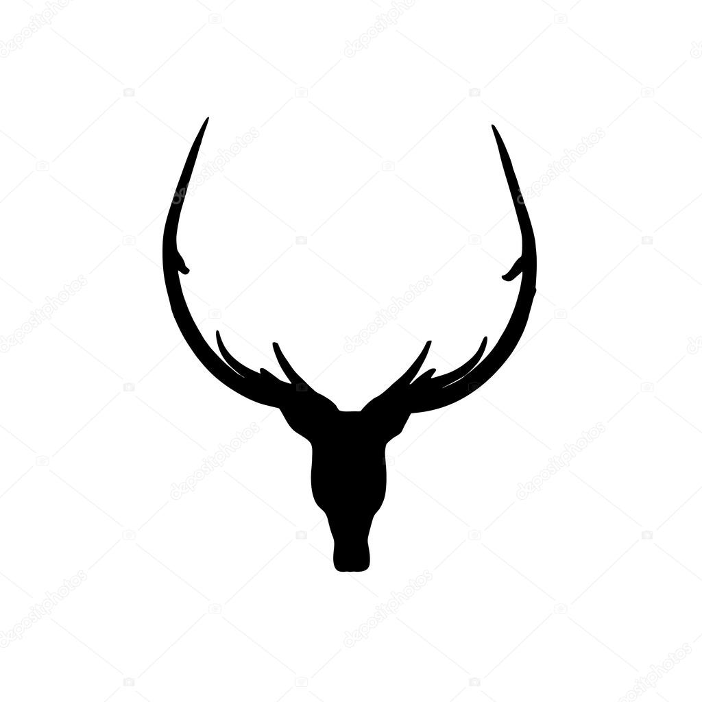 1024x1024 Black Deer Head Silhouette On White Background Stock Photo