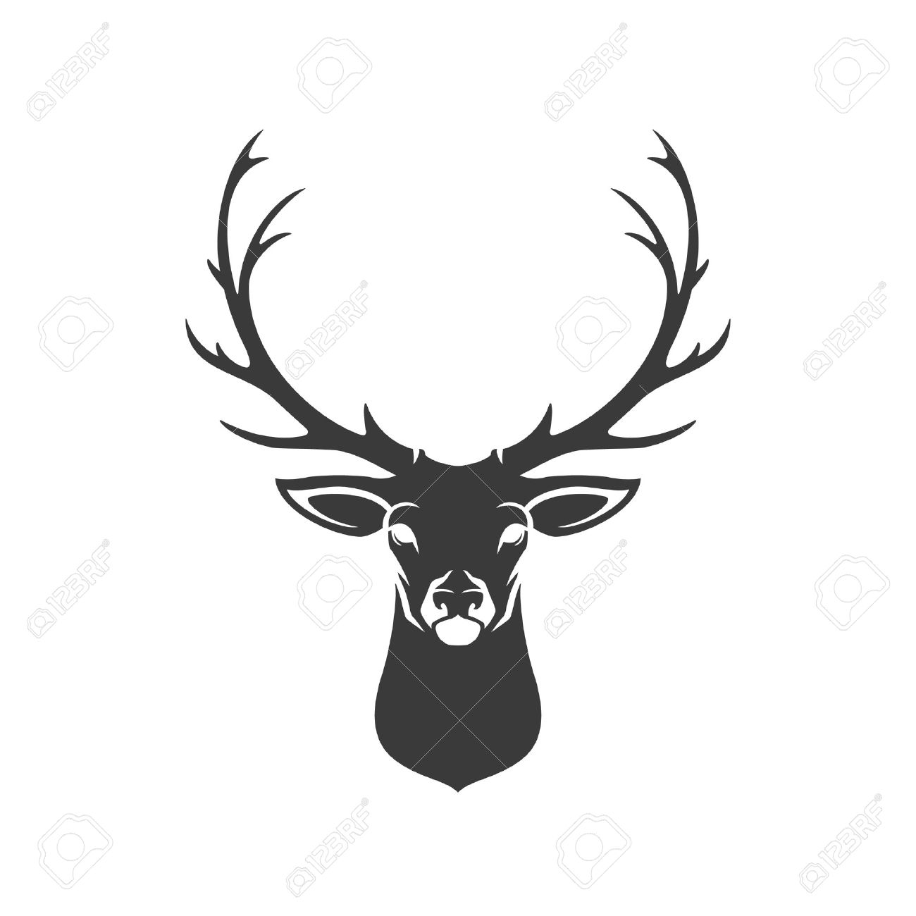 1300x1300 Deer Head Silhouette Isolated On White Background Vector Object