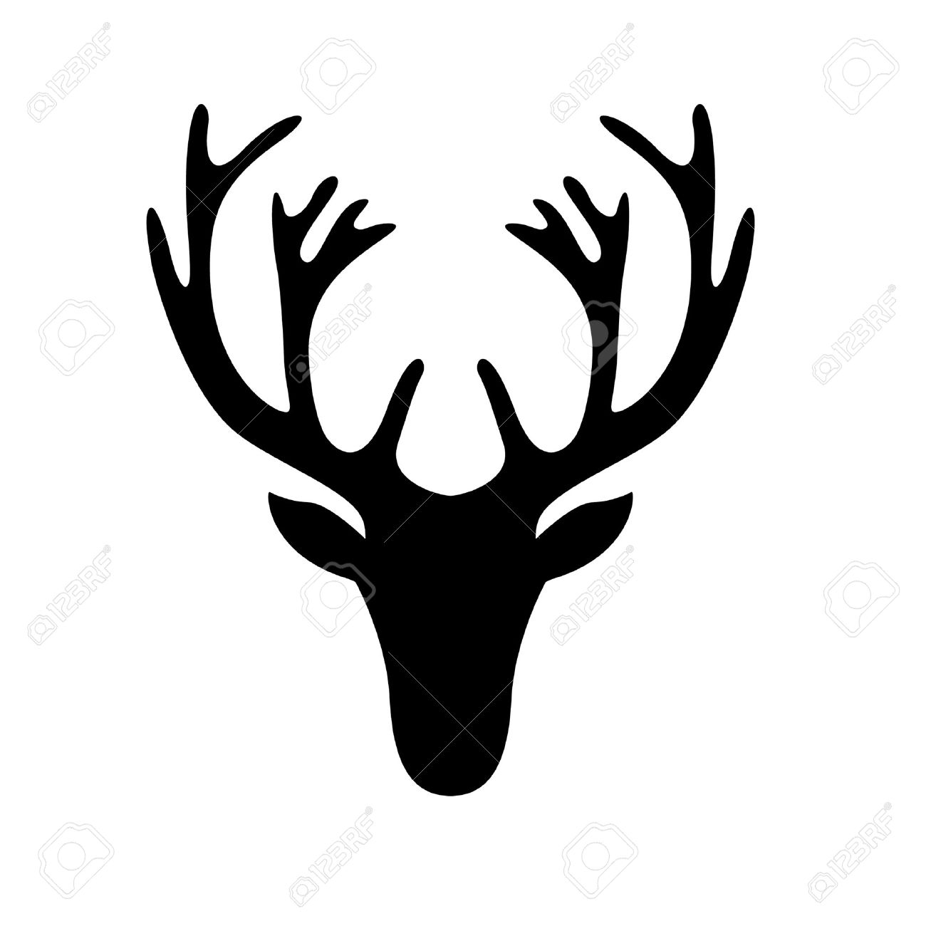 1300x1300 Illustration Of A Deer Head Silhouette Isolated On White Royalty