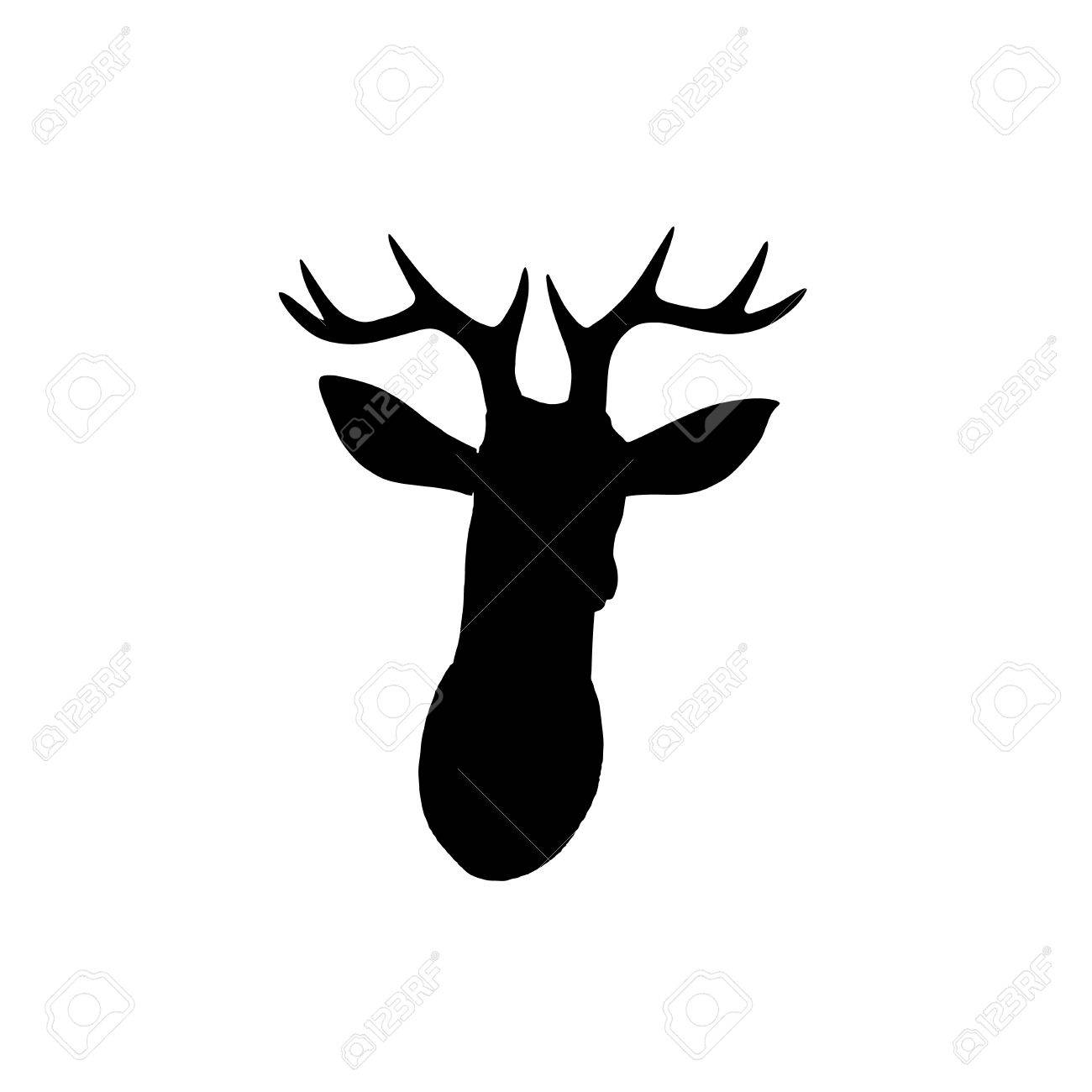 1300x1300 Black Deer Head Silhouette On White Stock Photo, Picture