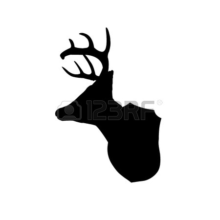450x450 Black Silhouette Of A Whitetail Deer Clip Art Royalty Free