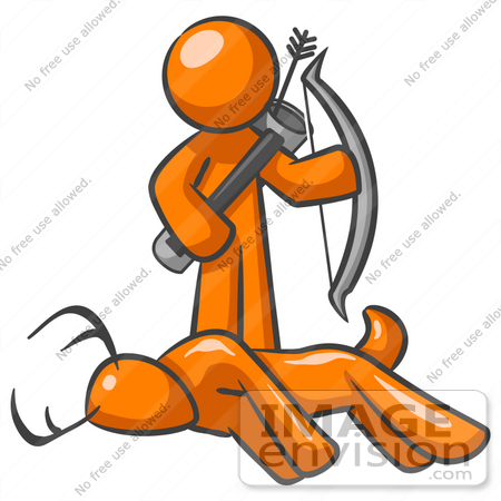 450x450 Clip Art Graphic Of An Orange Guy Character Holding A Bow