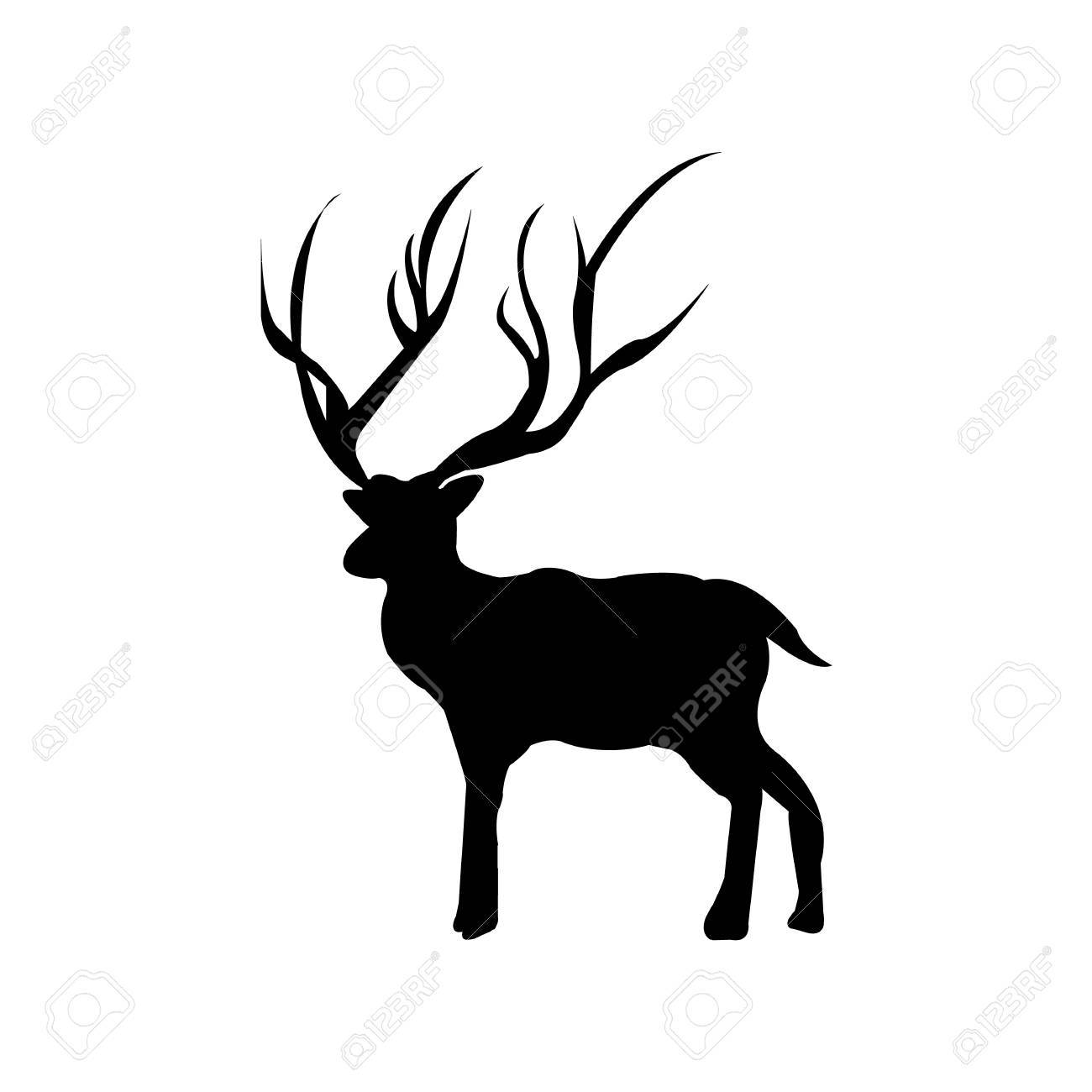 1300x1300 Deer Silhouettes On The White Background Royalty Free Cliparts