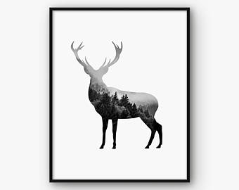 340x270 Deer Wall Art Etsy