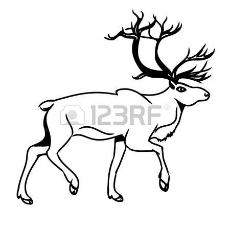 450x450 Graphic Image Of Deer. The Picture Red Reindeer On A White