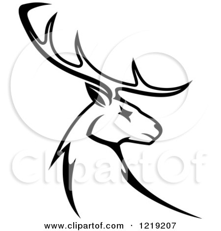 450x470 Clipart Of A Black And White Buck Deer Mascot Head Logo