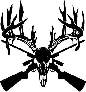281x300 Deer Skull Gun Rifle Hunting Antler Car Truck Window Laptop Vinyl