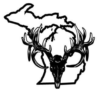 320x305 Michigan Deer Skull Decal Sticker