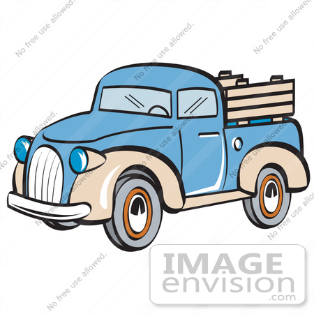 450x450 Royalty Free Cartoon Clip Art Of A Blue And Tan Pickup Truck