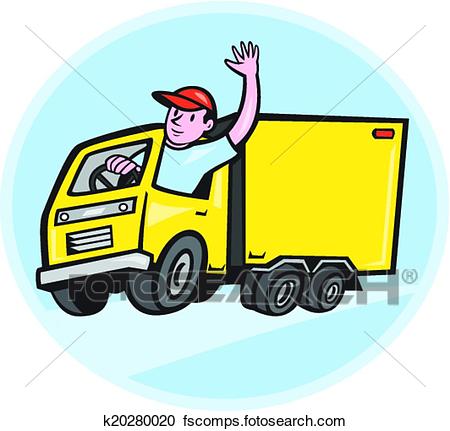 450x431 Clipart Of Delivery Truck Driver Waving Cartoon K20280020