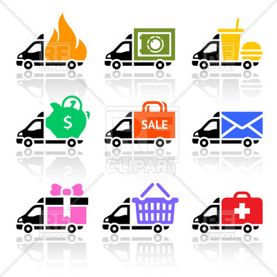 400x400 Delivery Truck And Van Simple Icons Royalty Free Vector Clip Art