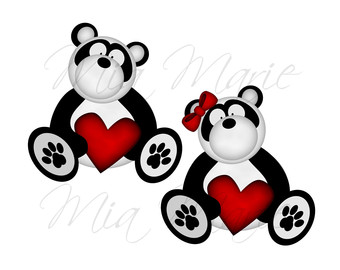 340x270 Panda Bear Clip Art And Digital Paper Set Panda Clipart