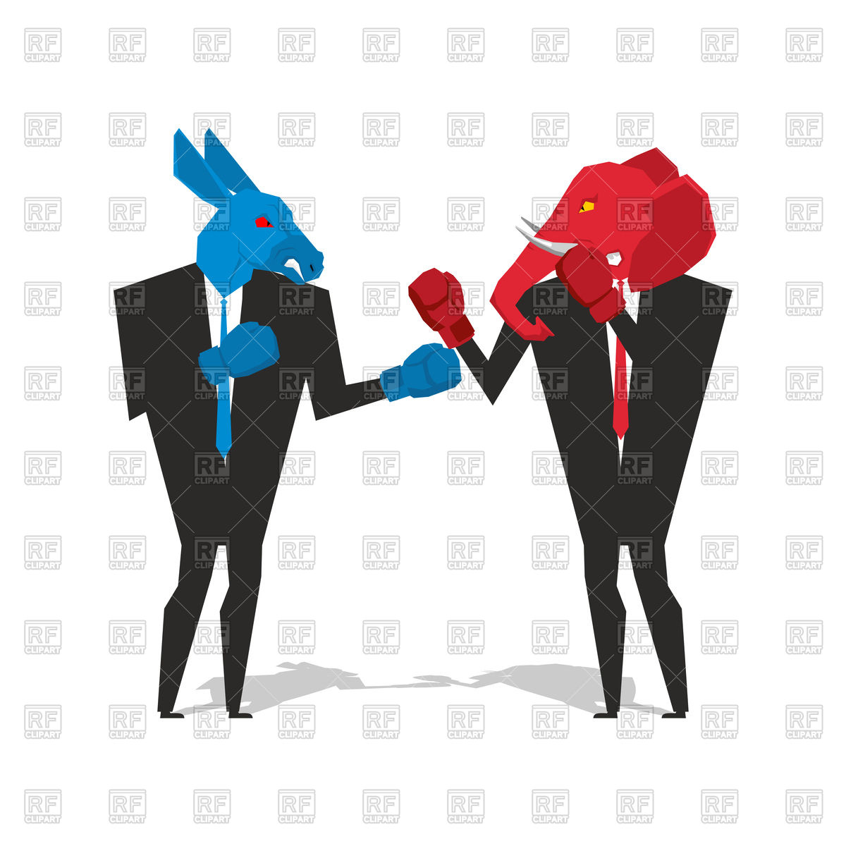 1200x1200 Donkey And Elephant Boxing, Democrat And Republican Fight Royalty
