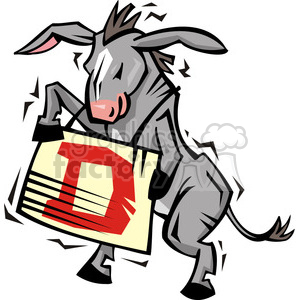 300x300 Royalty Free Democratic Donkey Holding A Sign 385797 Vector Clip