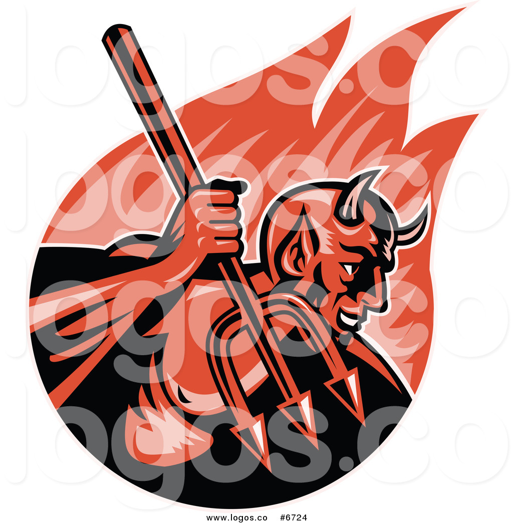 1024x1044 Royalty Free Clip Art Vector Logo Of A Devil Holding Up A Trident