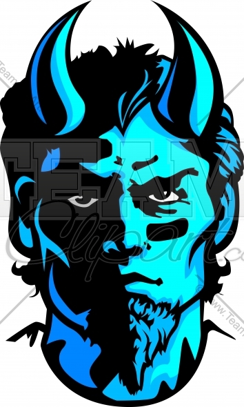 354x590 Blue Demon Mascot Image. Easy To Edit Vector Format.