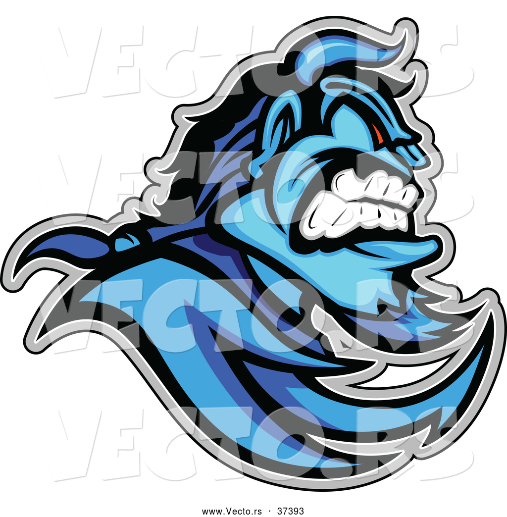 1024x1044 Vector Of An Aggressive Cartoon Blue Demon Mascot
