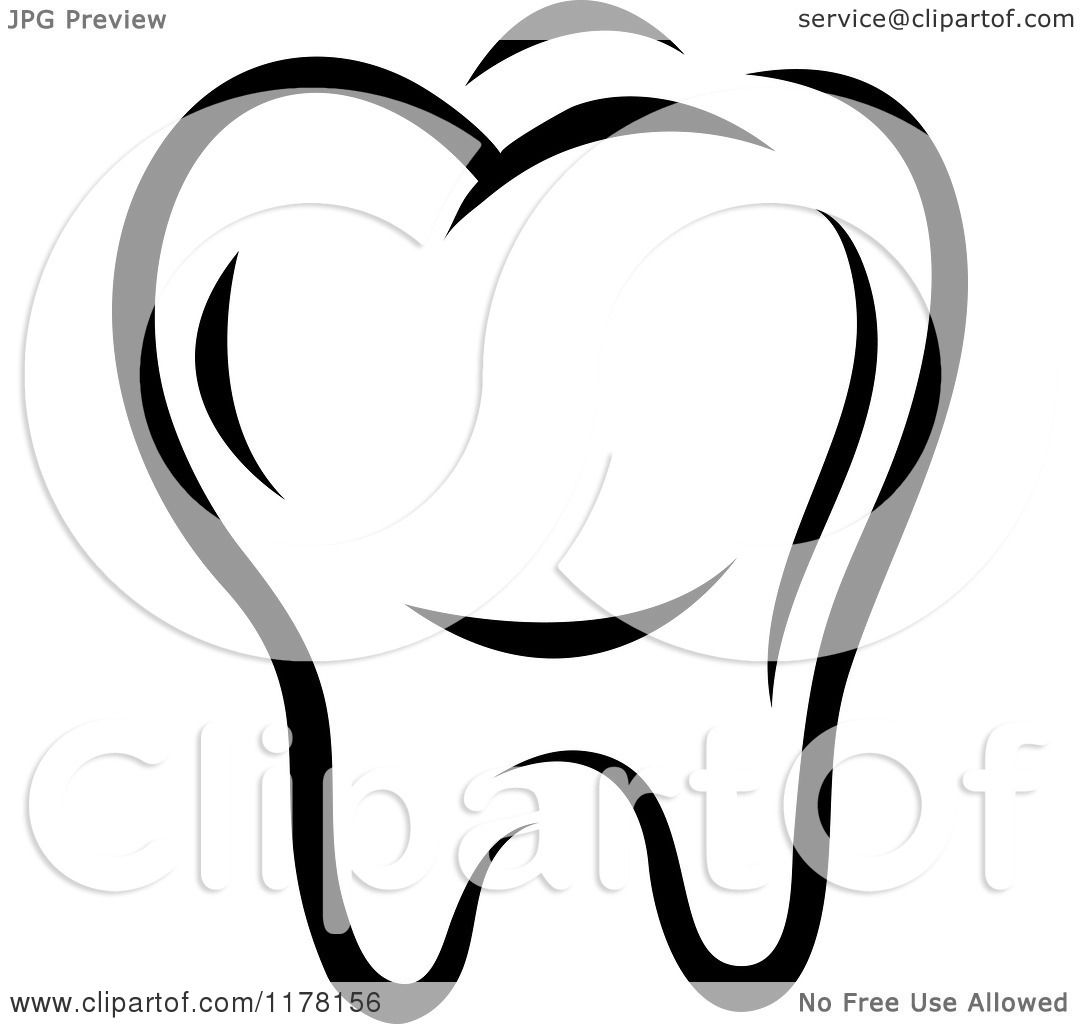 1080x1024 Clipart Of A Black And White Molar Tooth 7