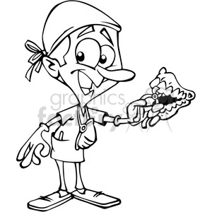300x300 Royalty Free Cartoon Dentist Character In Black And White 389836