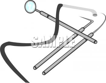 350x273 Royalty Free Clipart Image Dental Tools, Mirror And Picks